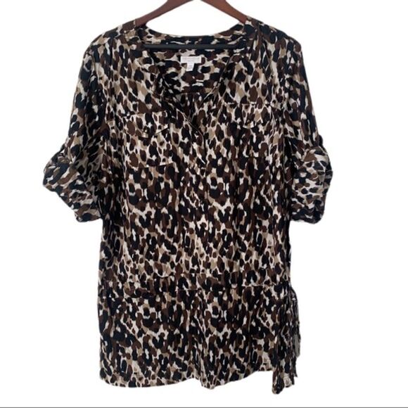 Charter Club Women Animal Print Side Tie Tunic Blouse - Picture 1 of 7